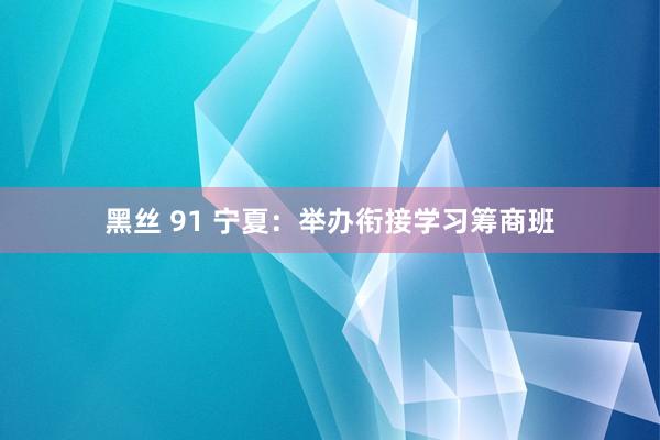 黑丝 91 宁夏：举办衔接学习筹商班