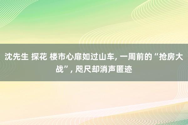 沈先生 探花 楼市心扉如过山车， 一周前的“抢房大战”， 咫尺却消声匿迹