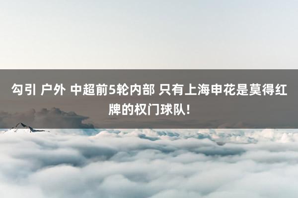 勾引 户外 中超前5轮内部 只有上海申花是莫得红牌的权门球队!